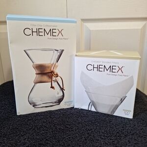 Chemex Glass Coffee Maker with Bonded Filters - Clear and Brown